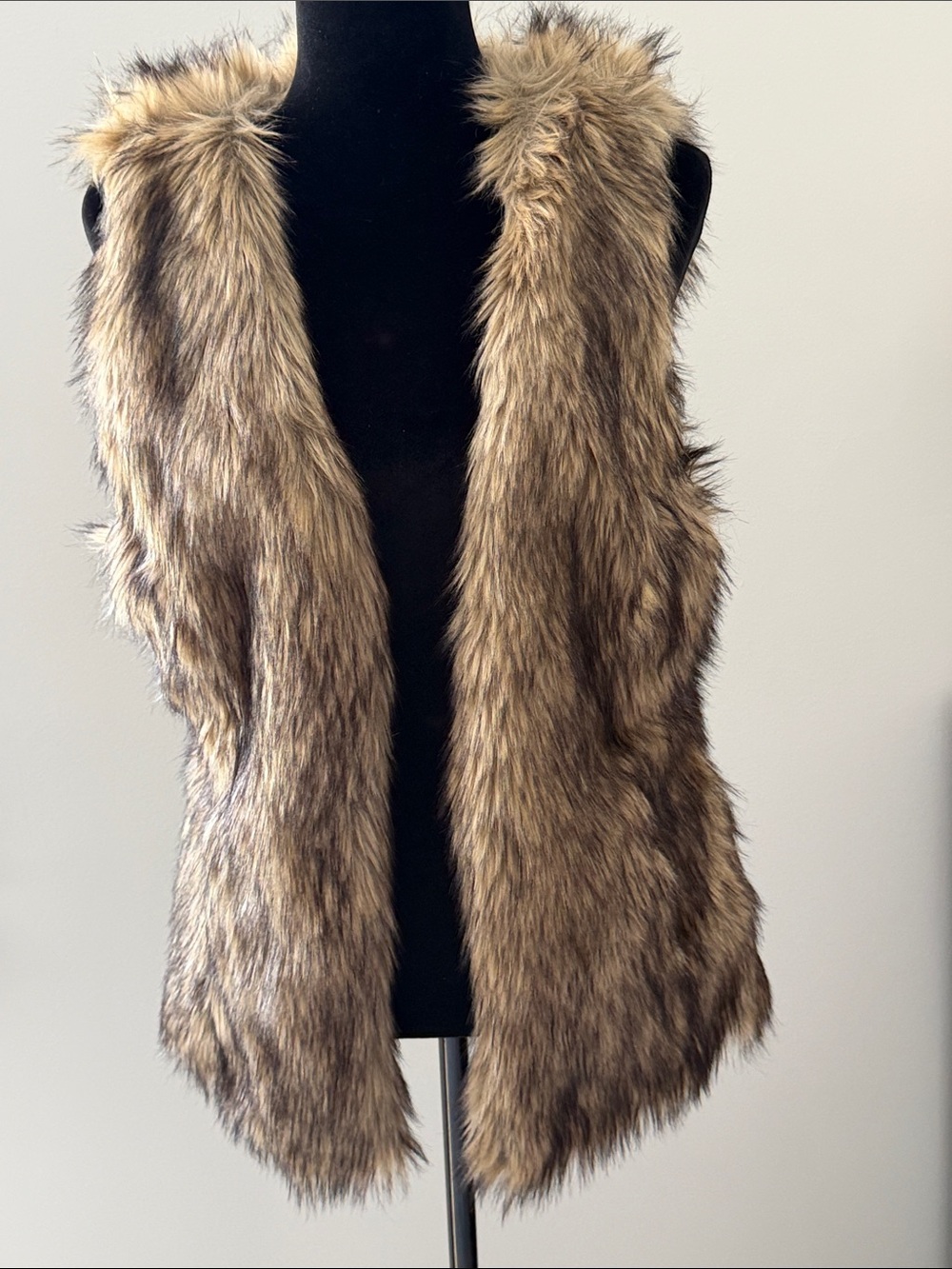 Divided Faux Fur Vest in Tan Brown